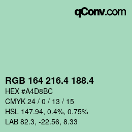 カラーコード: RGB 164 216.4 188.4 | qconv.com