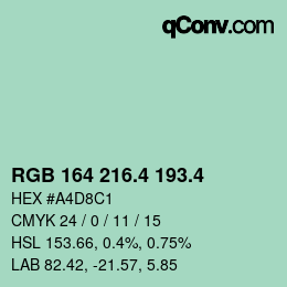 カラーコード: RGB 164 216.4 193.4 | qconv.com