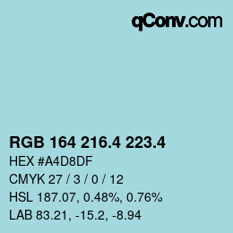 カラーコード: RGB 164 216.4 223.4 | qconv.com