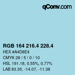 カラーコード: RGB 164 216.4 228.4 | qconv.com