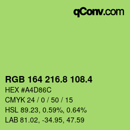 カラーコード: RGB 164 216.8 108.4 | qconv.com