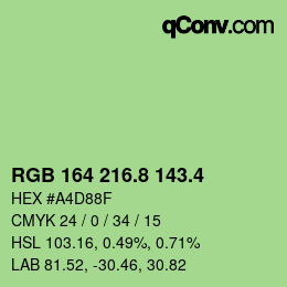 カラーコード: RGB 164 216.8 143.4 | qconv.com