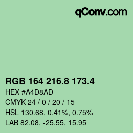 カラーコード: RGB 164 216.8 173.4 | qconv.com
