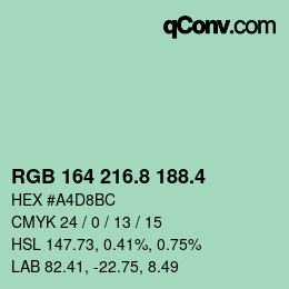 カラーコード: RGB 164 216.8 188.4 | qconv.com