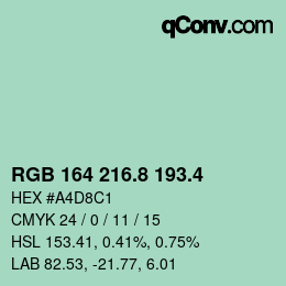 カラーコード: RGB 164 216.8 193.4 | qconv.com