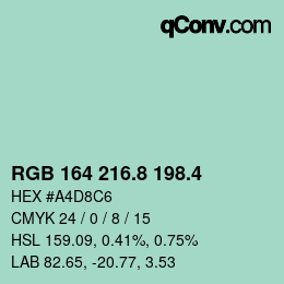 カラーコード: RGB 164 216.8 198.4 | qconv.com