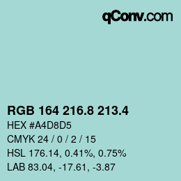 カラーコード: RGB 164 216.8 213.4 | qconv.com