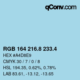 カラーコード: RGB 164 216.8 233.4 | qconv.com