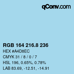 カラーコード: RGB 164 216.8 236 | qconv.com