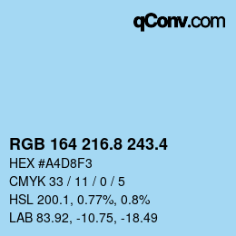 カラーコード: RGB 164 216.8 243.4 | qconv.com