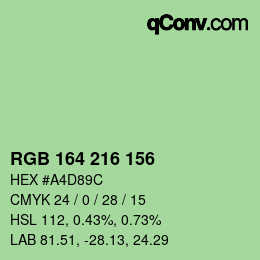カラーコード: RGB 164 216 156 | qconv.com