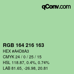 Color code: RGB 164 216 163 | qconv.com