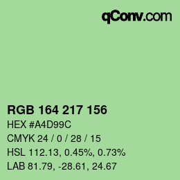 カラーコード: RGB 164 217 156 | qconv.com