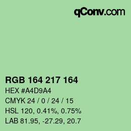 Color code: RGB 164 217 164 | qconv.com