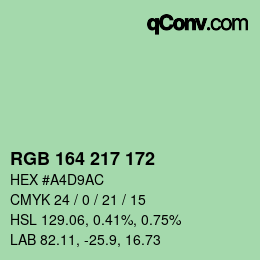 Color code: RGB 164 217 172 | qconv.com