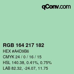 Color code: RGB 164 217 182 | qconv.com