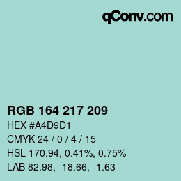 Color code: RGB 164 217 209 | qconv.com