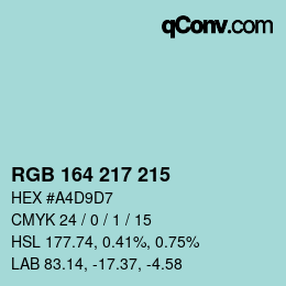 Color code: RGB 164 217 215 | qconv.com
