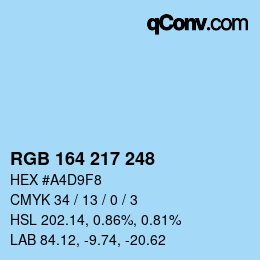 Color code: RGB 164 217 248 | qconv.com