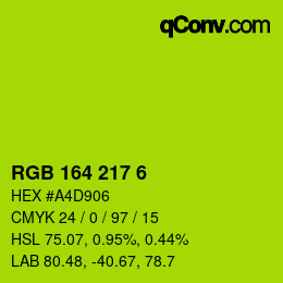 Farbcode: RGB 164 217 6 | qconv.com