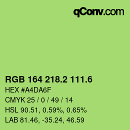 カラーコード: RGB 164 218.2 111.6 | qconv.com
