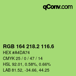 カラーコード: RGB 164 218.2 116.6 | qconv.com