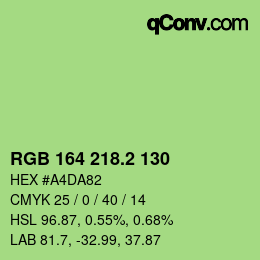 カラーコード: RGB 164 218.2 130 | qconv.com