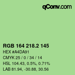カラーコード: RGB 164 218.2 145 | qconv.com