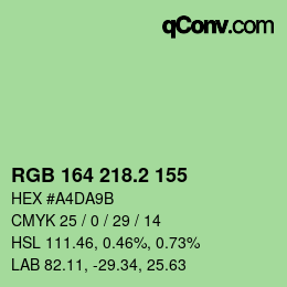 カラーコード: RGB 164 218.2 155 | qconv.com