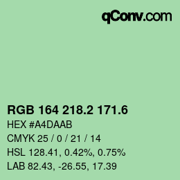 カラーコード: RGB 164 218.2 171.6 | qconv.com