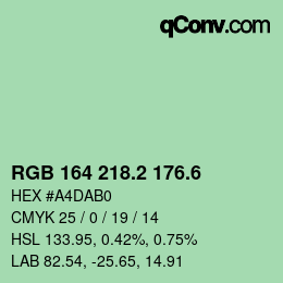 カラーコード: RGB 164 218.2 176.6 | qconv.com