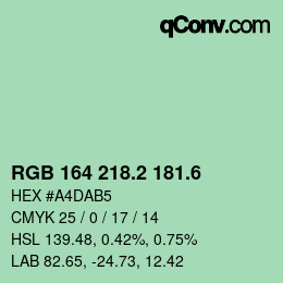カラーコード: RGB 164 218.2 181.6 | qconv.com