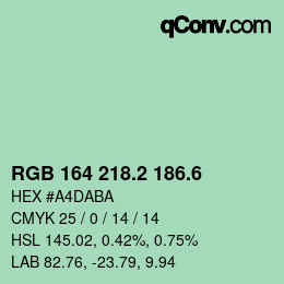 カラーコード: RGB 164 218.2 186.6 | qconv.com