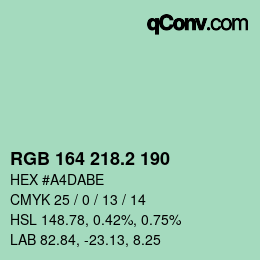 カラーコード: RGB 164 218.2 190 | qconv.com