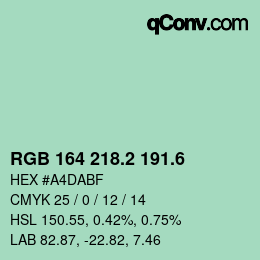 カラーコード: RGB 164 218.2 191.6 | qconv.com