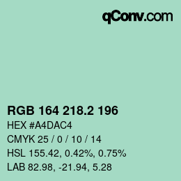 カラーコード: RGB 164 218.2 196 | qconv.com
