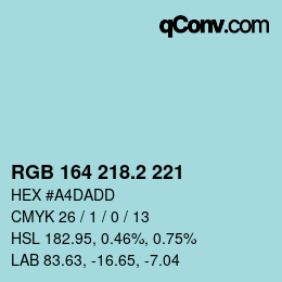 カラーコード: RGB 164 218.2 221 | qconv.com