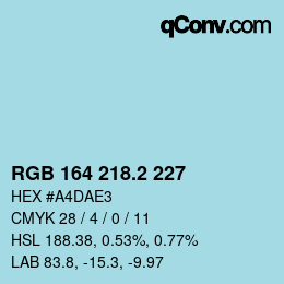 カラーコード: RGB 164 218.2 227 | qconv.com
