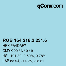 カラーコード: RGB 164 218.2 231.6 | qconv.com