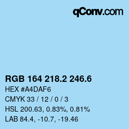 カラーコード: RGB 164 218.2 246.6 | qconv.com