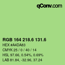カラーコード: RGB 164 218.6 131.6 | qconv.com