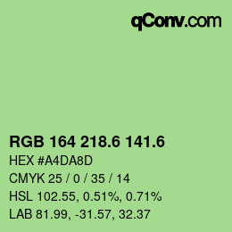 カラーコード: RGB 164 218.6 141.6 | qconv.com