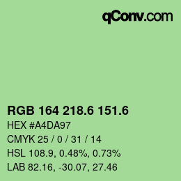 カラーコード: RGB 164 218.6 151.6 | qconv.com