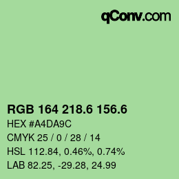 カラーコード: RGB 164 218.6 156.6 | qconv.com