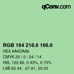 カラーコード: RGB 164 218.6 166.6 | qconv.com