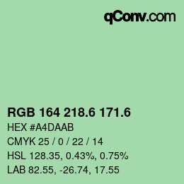 カラーコード: RGB 164 218.6 171.6 | qconv.com