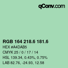 カラーコード: RGB 164 218.6 181.6 | qconv.com