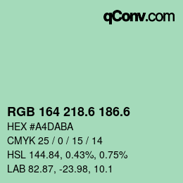 カラーコード: RGB 164 218.6 186.6 | qconv.com