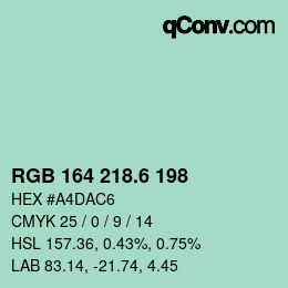 カラーコード: RGB 164 218.6 198 | qconv.com