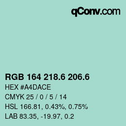 カラーコード: RGB 164 218.6 206.6 | qconv.com